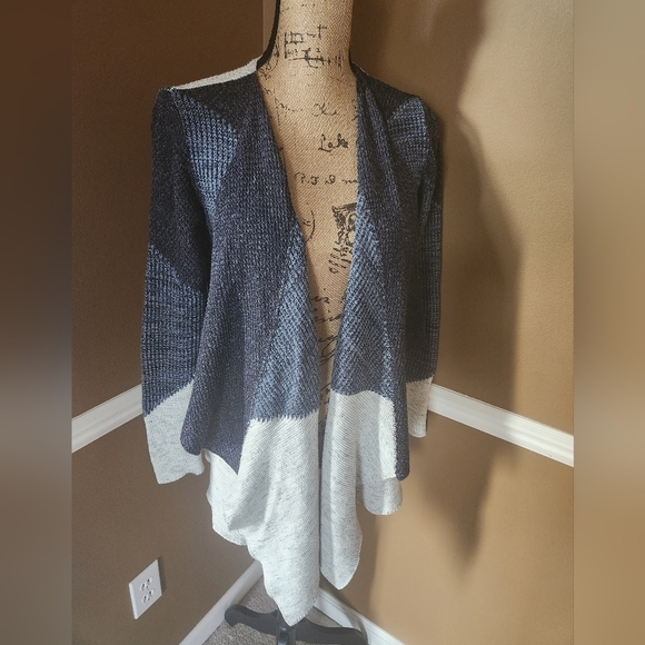Women's Desigual Navy and Gray Open Front Cardigan Sm - Picture 2 of 7